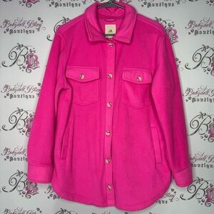 Thread + supply sweater jacket coat button up neon pink fleece soft comfy luxe